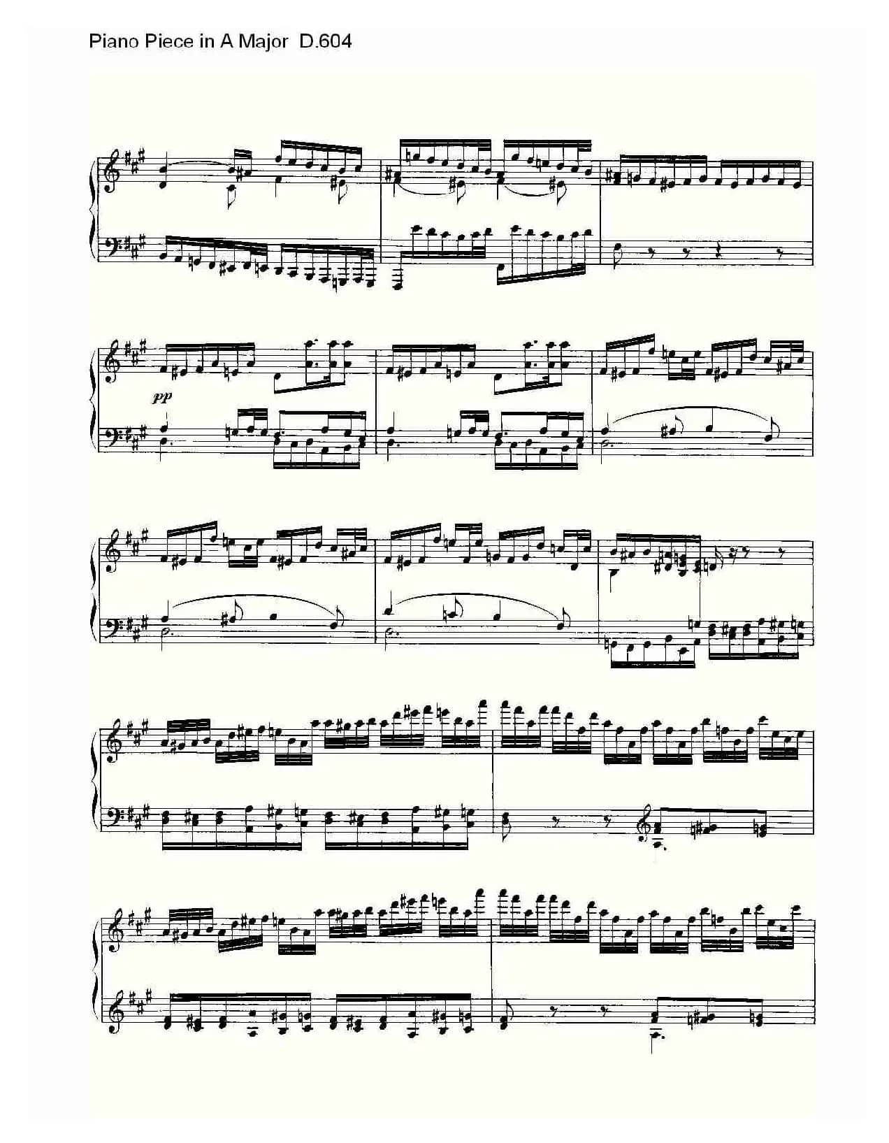 Piano Piece in A Major D.604（A大调钢琴联奏 D.604）