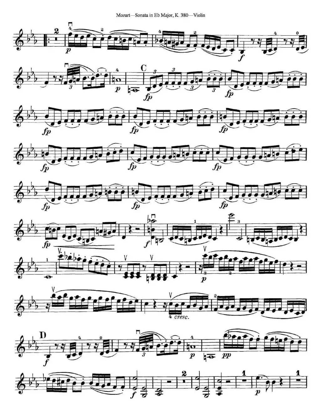Violin Sonata in Eb Major K.380