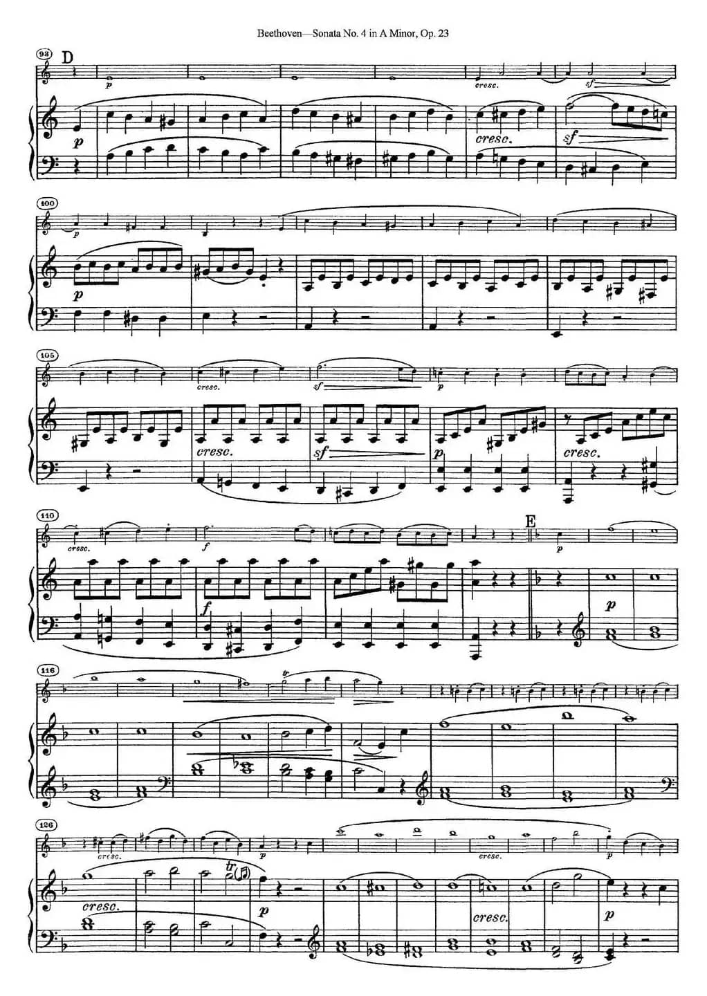 Violin Sonata No.4 in A Minor Op.23（小提琴+钢琴伴奏）