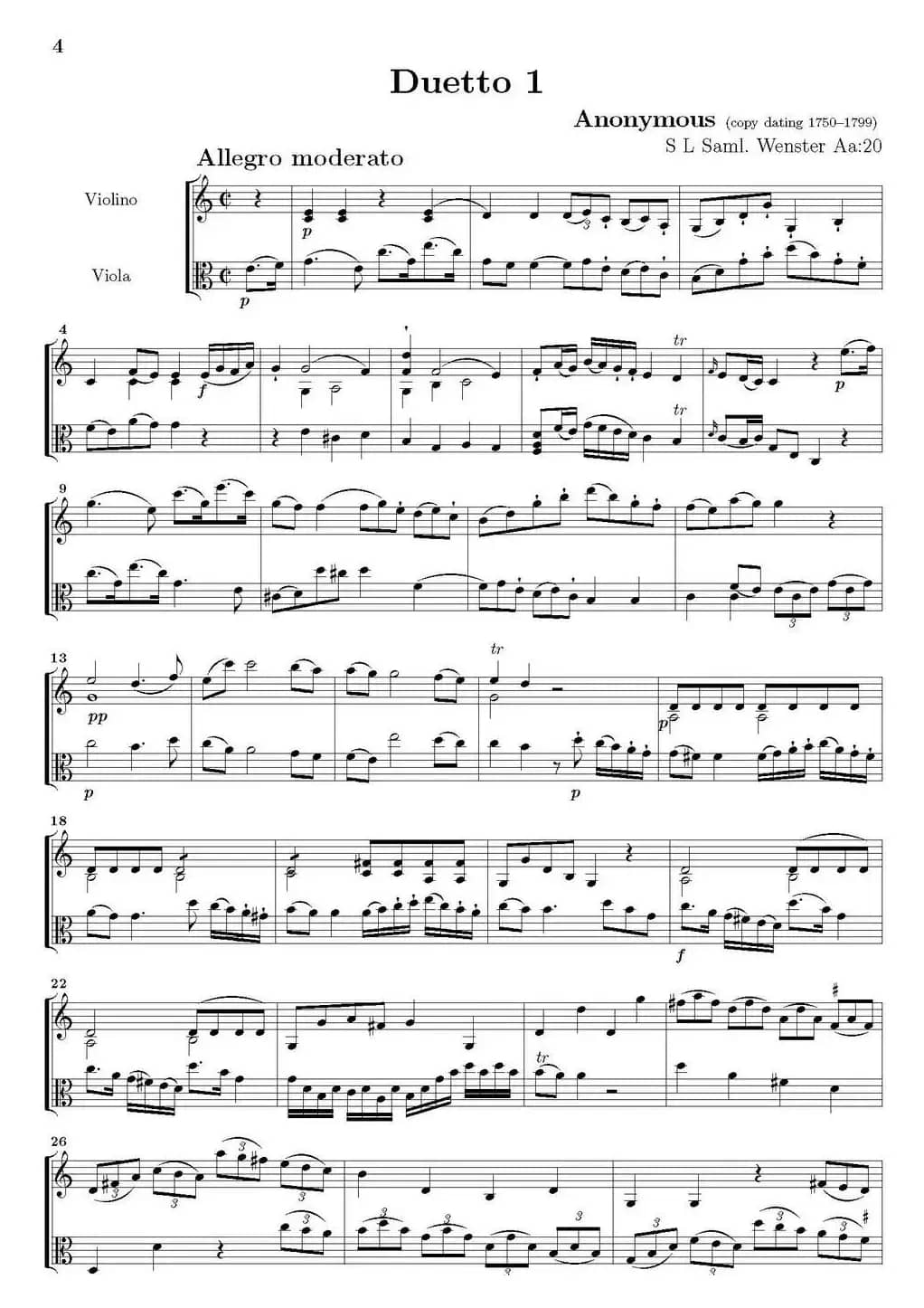 Duetto 1（小提琴+中提琴）