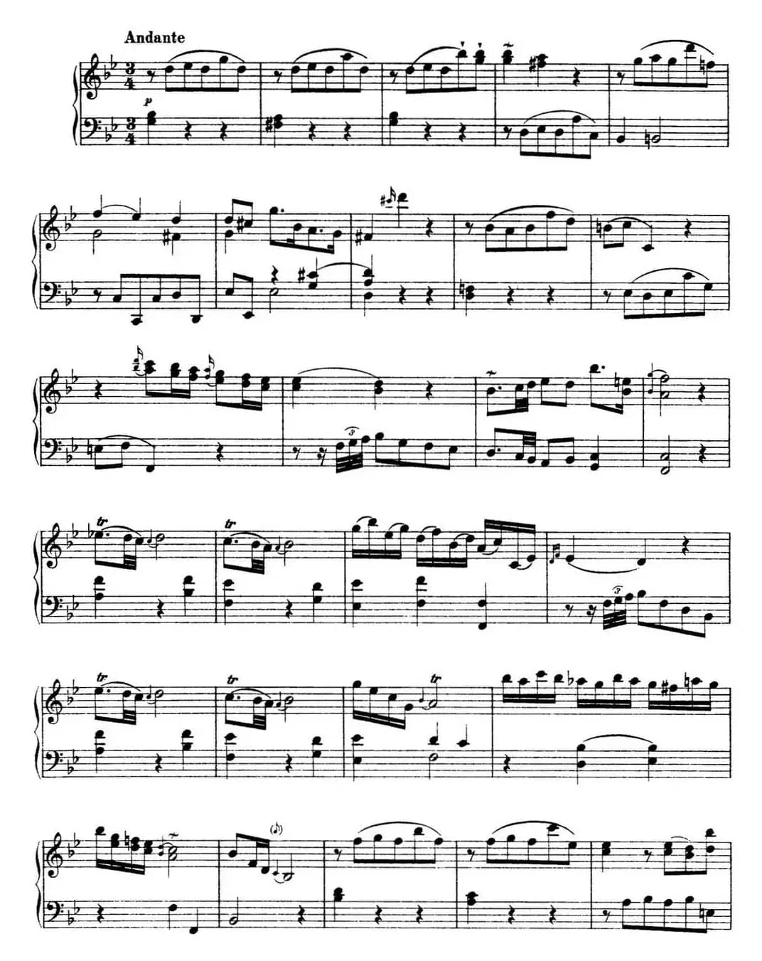 海顿 钢琴奏鸣曲 Hob XVI 17 in B-flat major