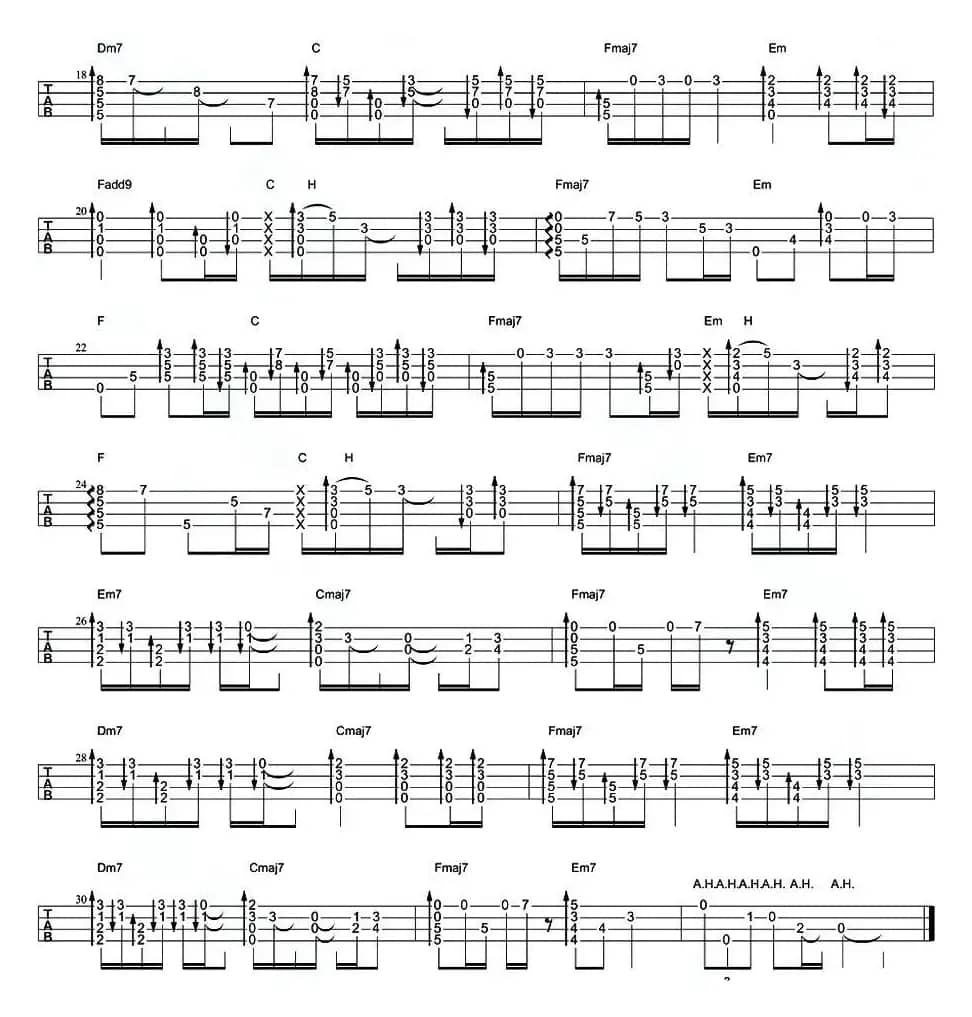 拥抱（尤克里里指弹谱）