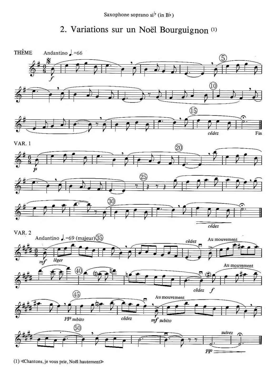 jean Bouvard 编写的6首萨克斯四重奏（高音萨克斯分谱）