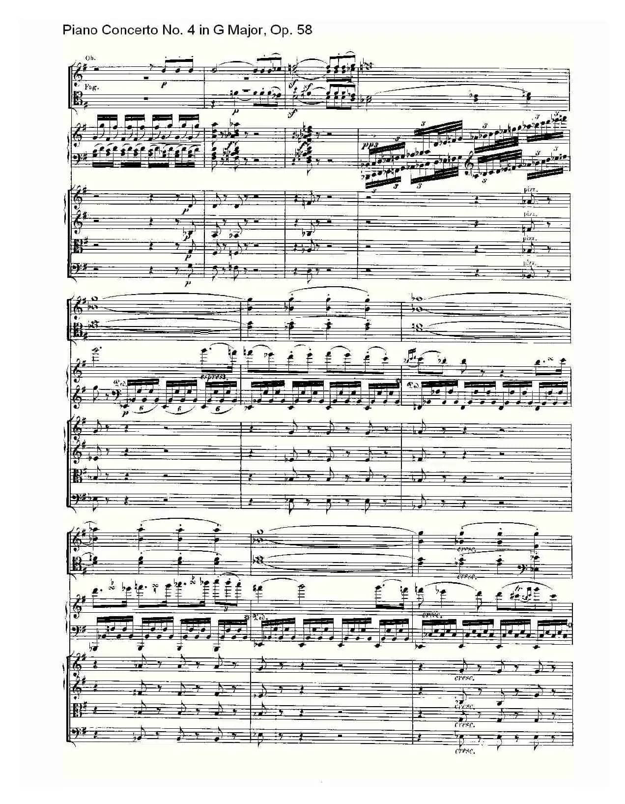 Ｇ大调钢琴第四协奏曲 Op.58 第一乐章（总谱）