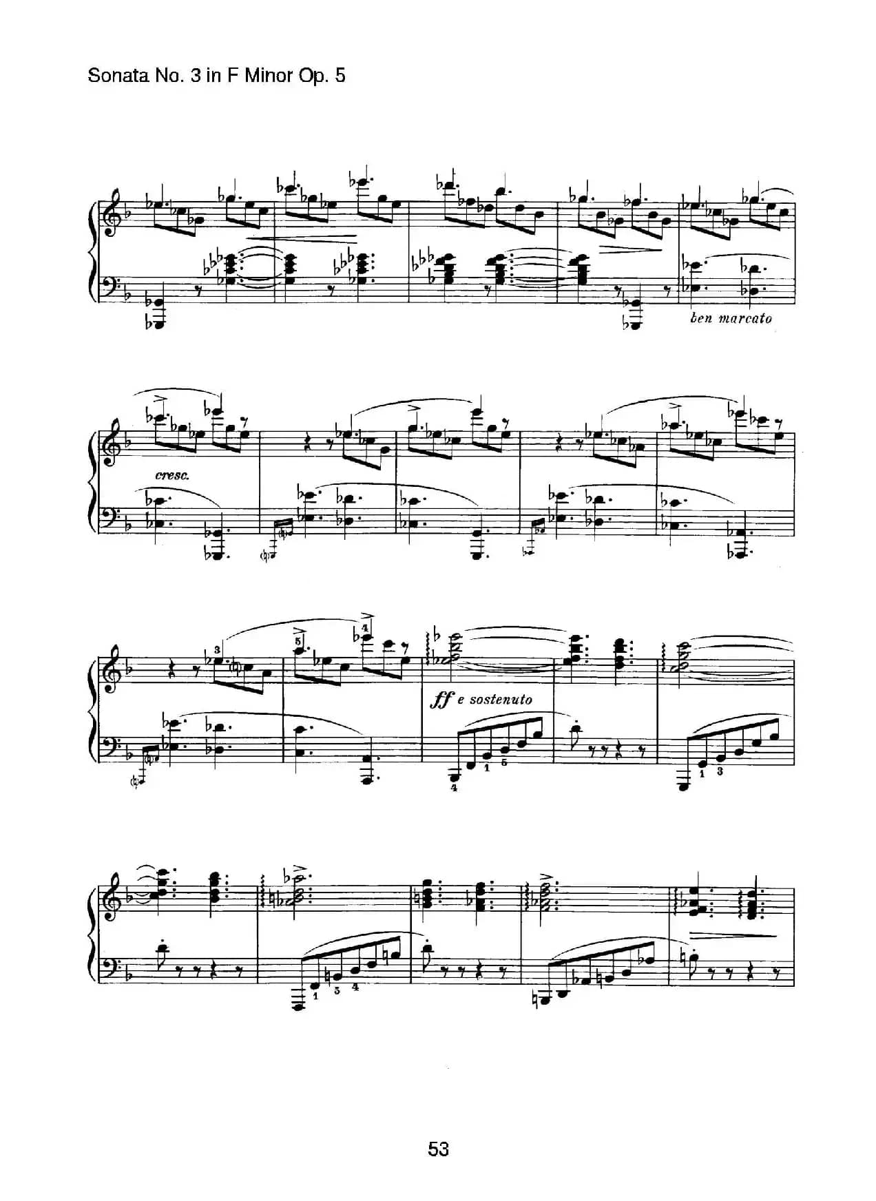 Piano Sonata No.3 in f Minor Op.5（f小调第三钢琴奏鸣曲）