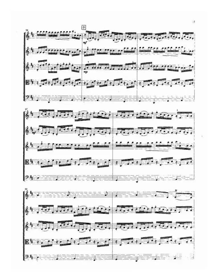 卡农曲（弦乐五重奏总谱）