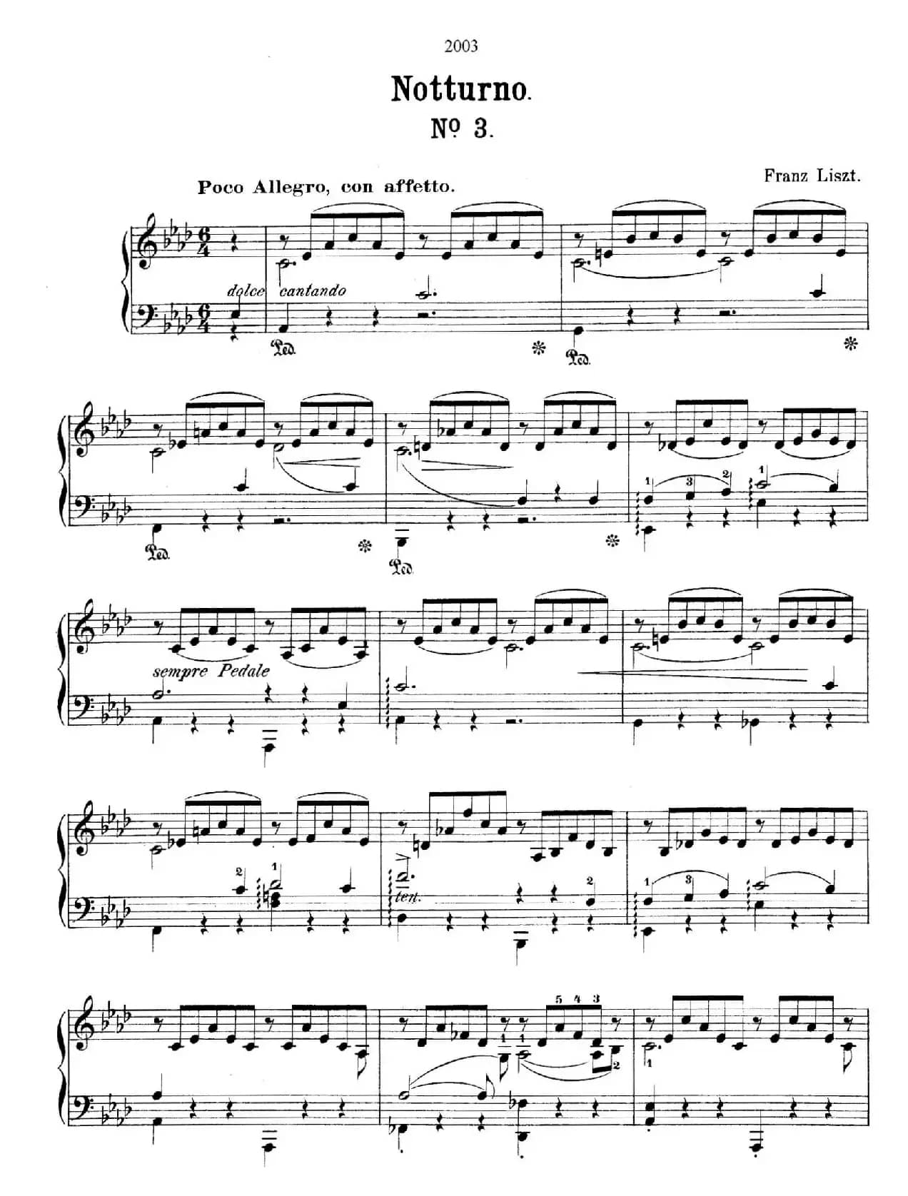 Notturnos S.541(3首夜曲“爱之梦”·3)