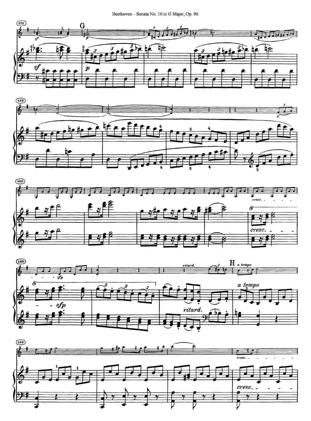 Violin Sonata No.10 in G Major Op.96（小提琴+钢琴伴奏）