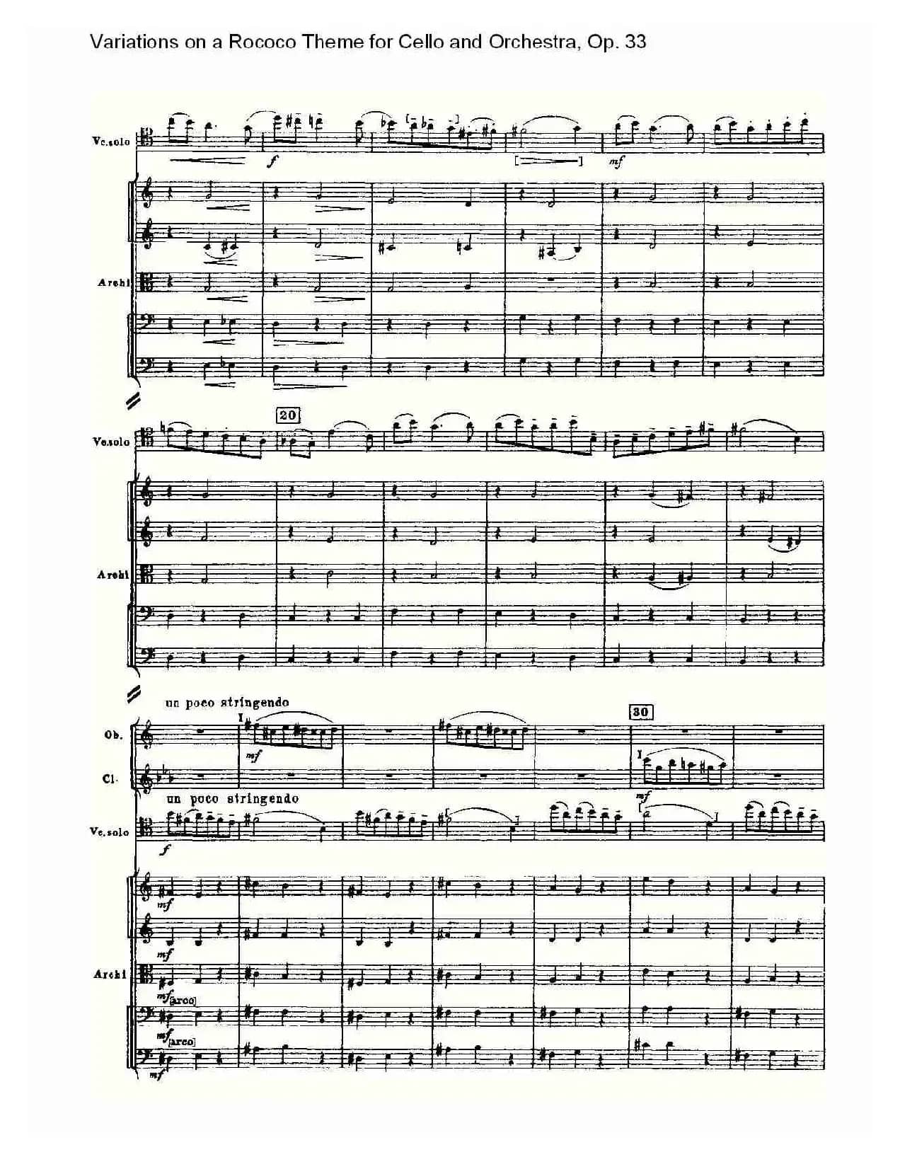 大提琴与管弦乐洛可可主题a小调变奏曲, Op.33（一）
