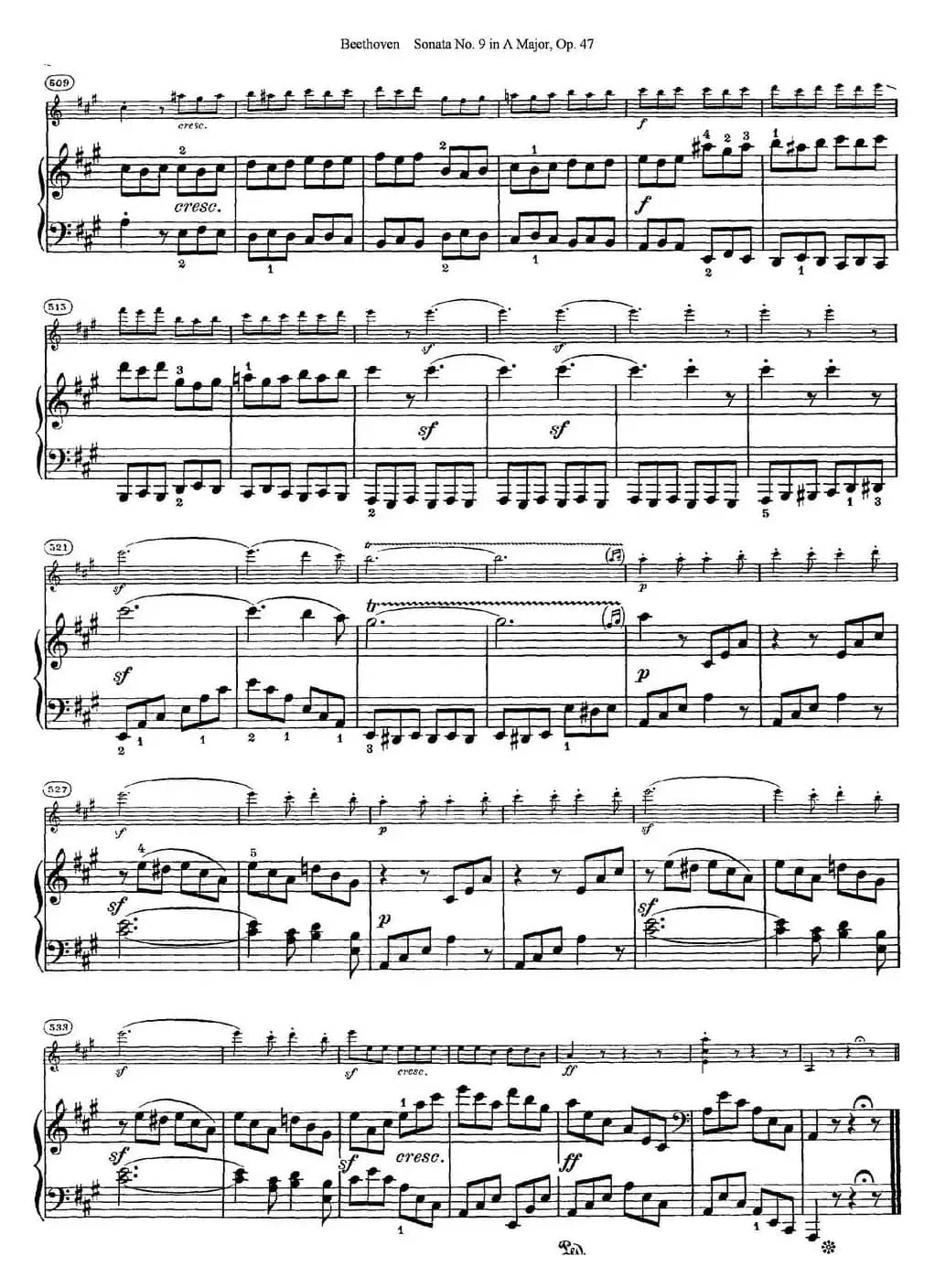 Violin Sonata No.9 in A Major Op.47（小提琴+钢琴伴奏）