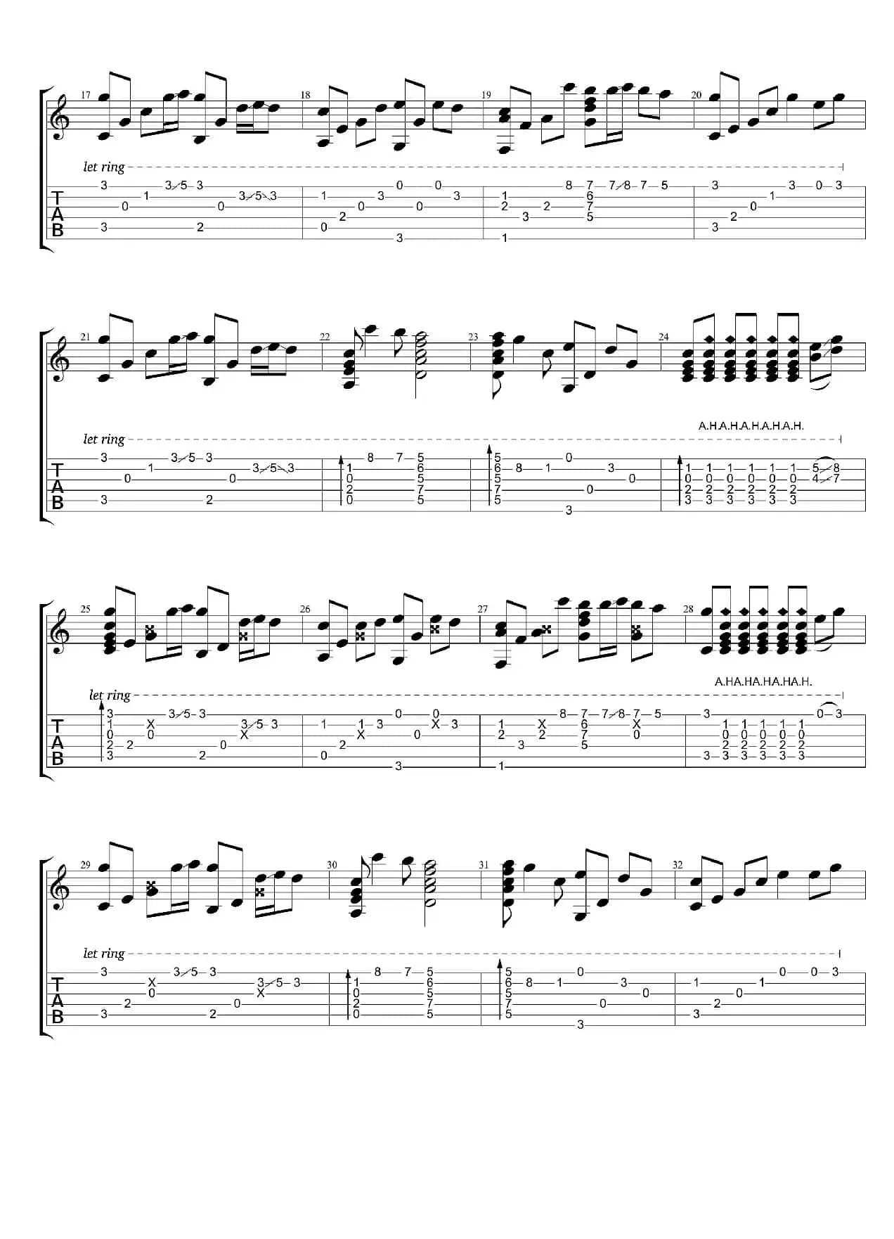 云上太阳（吉他指弹谱）