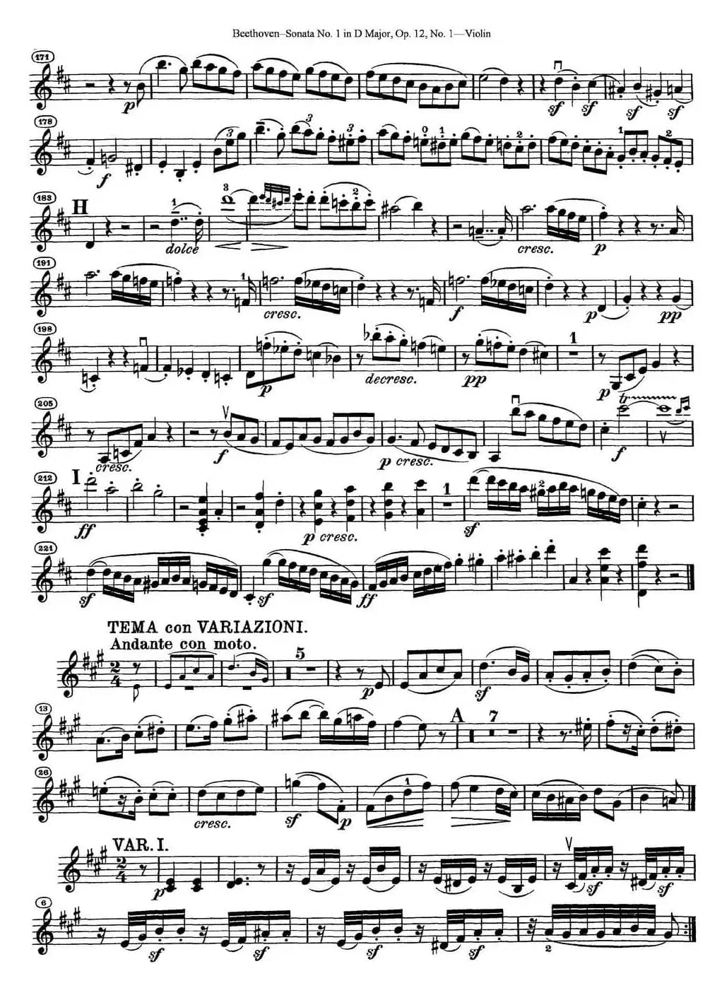 Violin Sonata No.1 in D Major Op.12 No.1