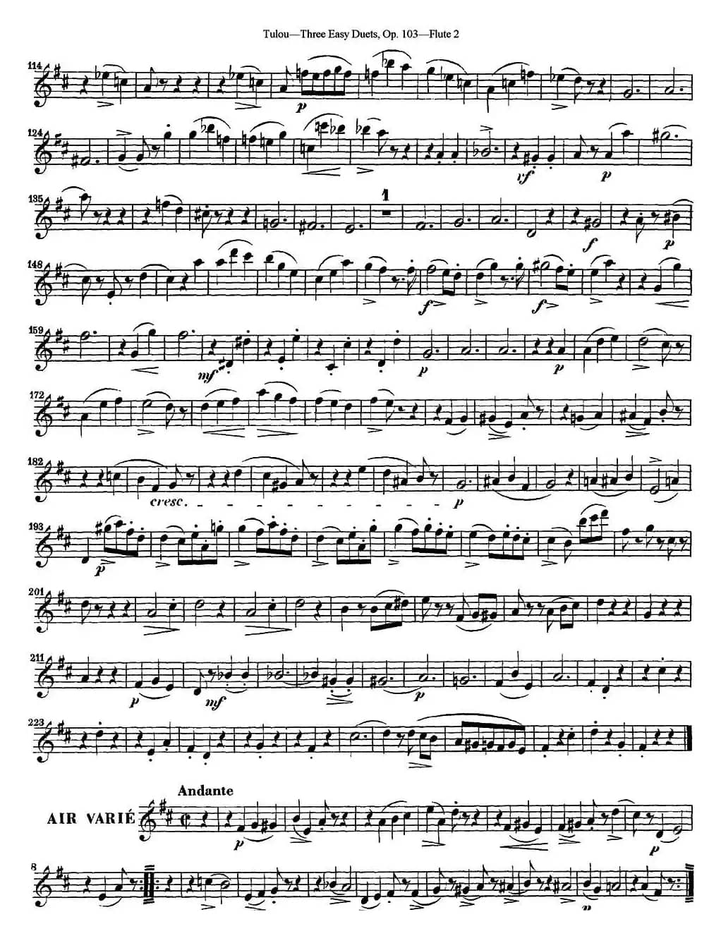 图露三首长笛简易重奏曲Op.103（Flute 2）（NO.1）