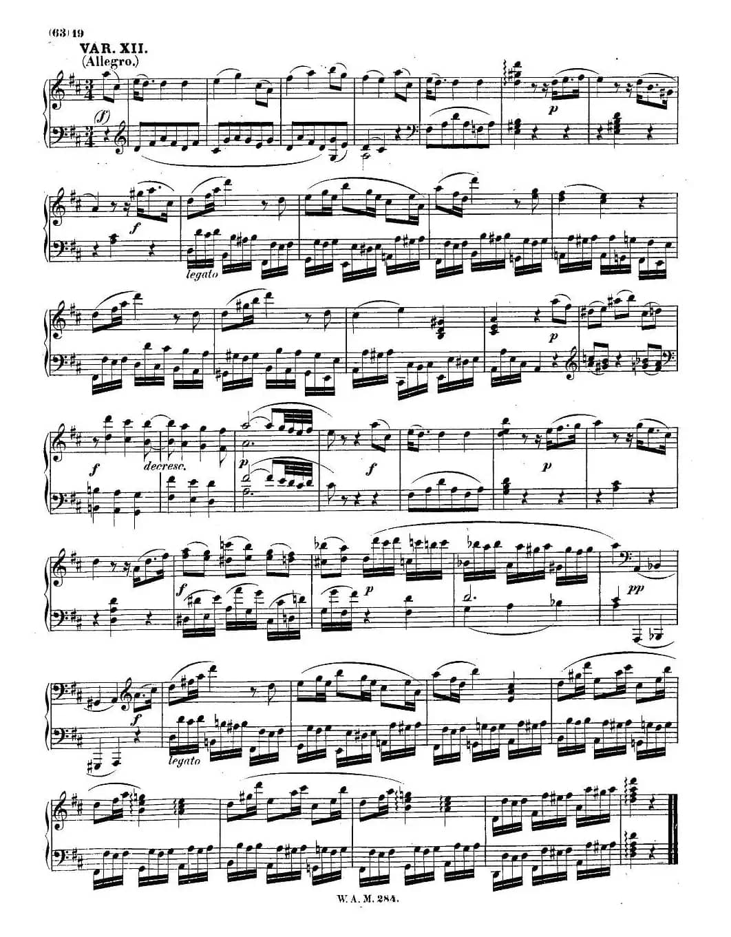 D大调第六钢琴奏鸣曲 KV.284