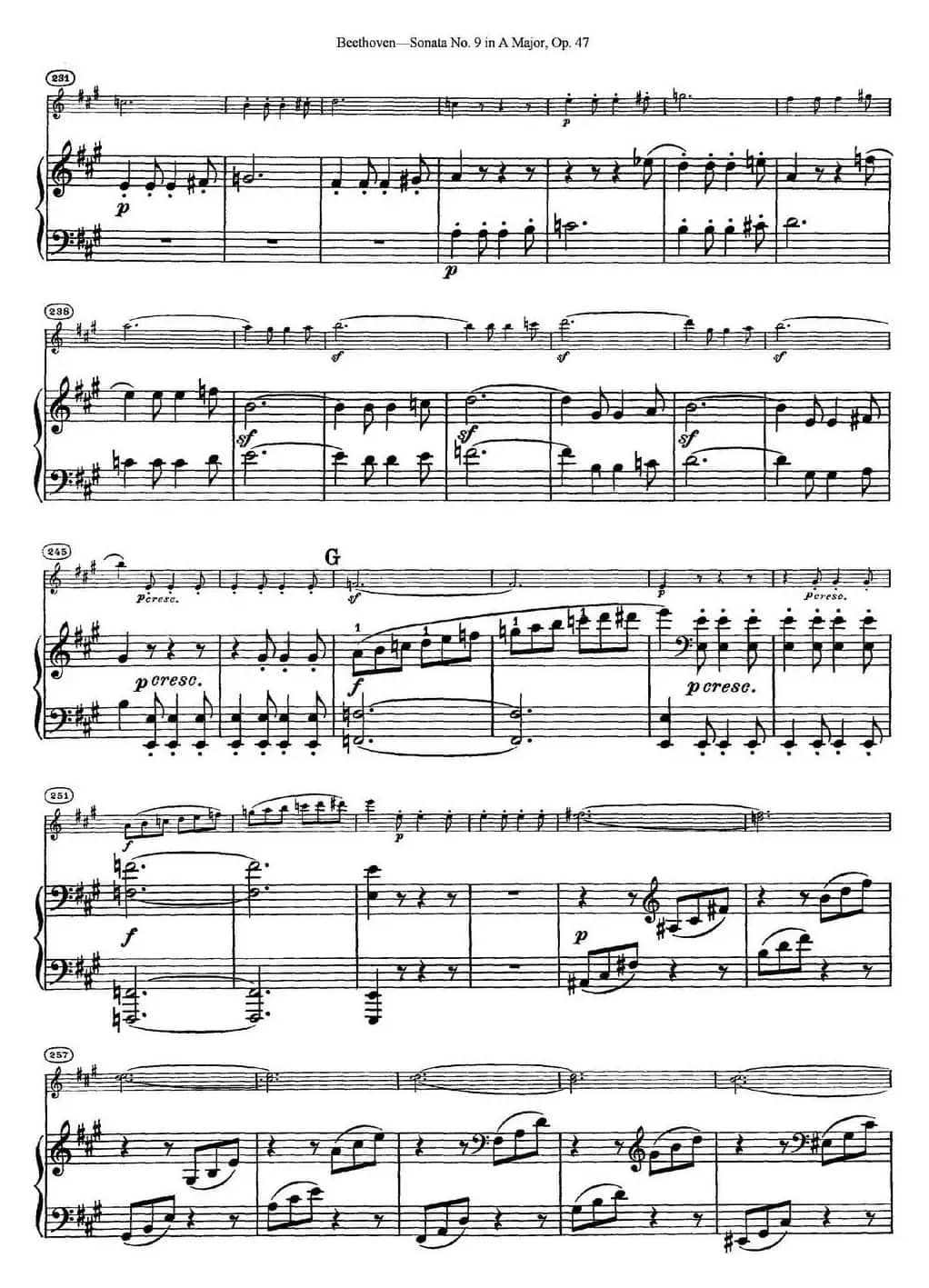 Violin Sonata No.9 in A Major Op.47（小提琴+钢琴伴奏）