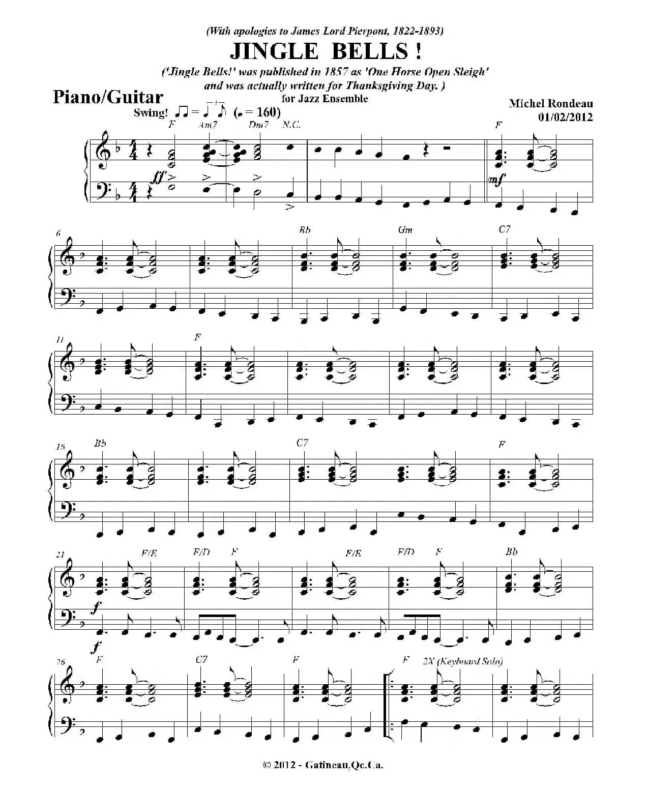 JINGLE BELLS！（钢琴、吉他分谱）