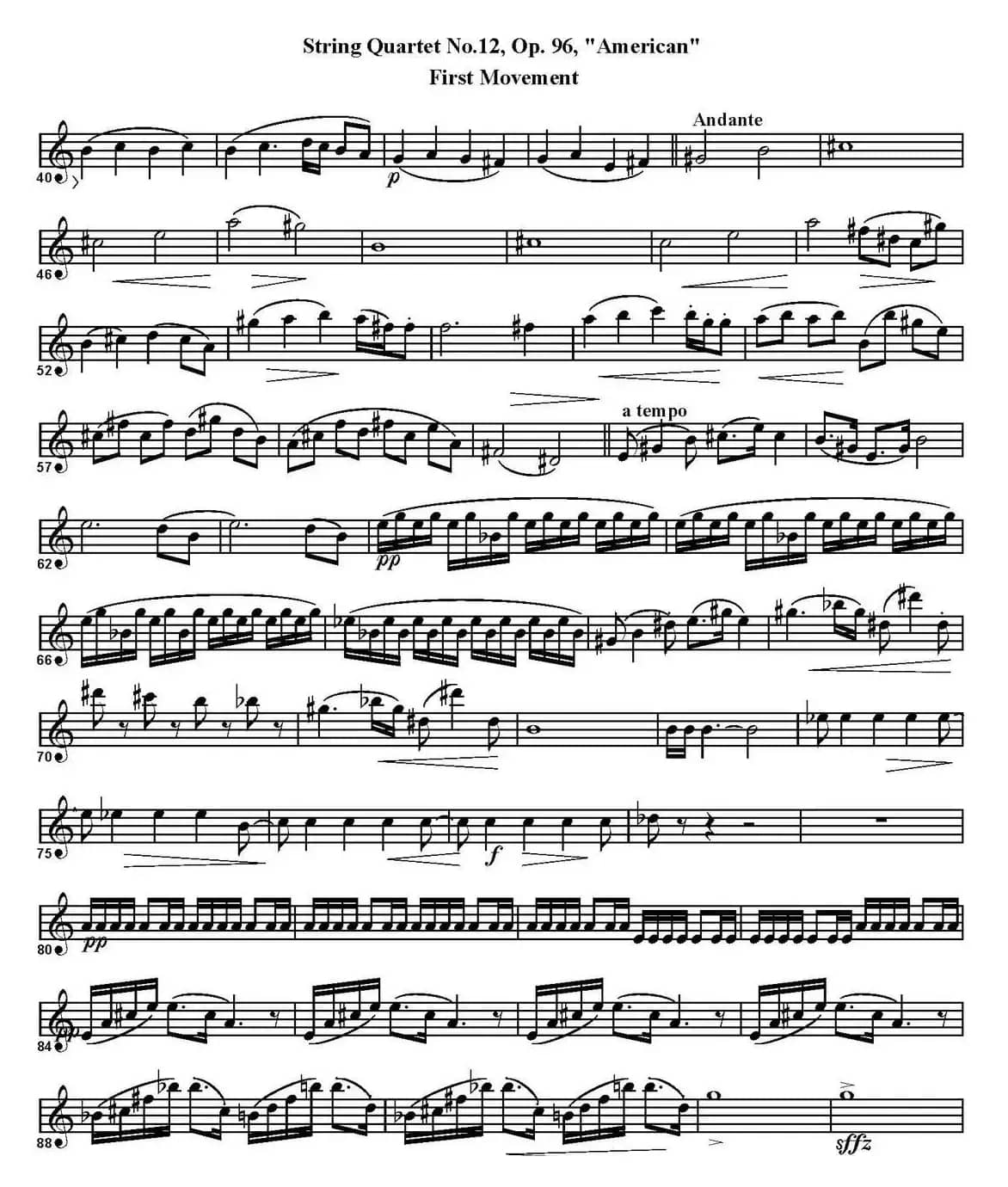 String Quartet No.12，Op.96（四重奏·中音萨克斯分谱）