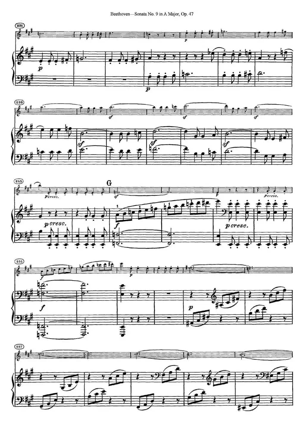 Violin Sonata No.9 in A Major Op.47（小提琴+钢琴伴奏）