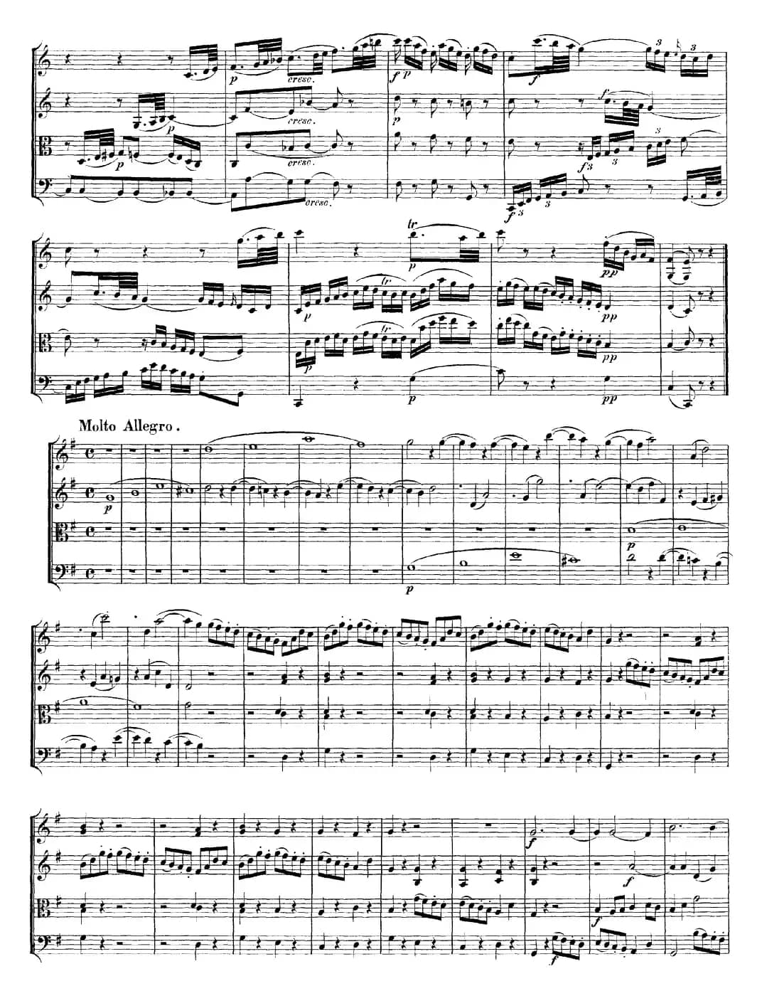 Mozart《Quartet No.14 in G Major,K.387》（总谱）