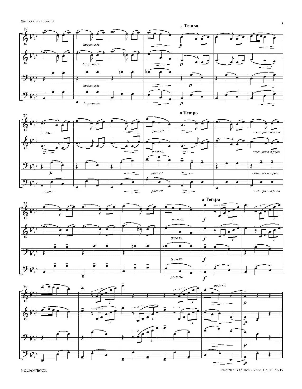 圆舞曲 Op39 No15（四重奏总谱）