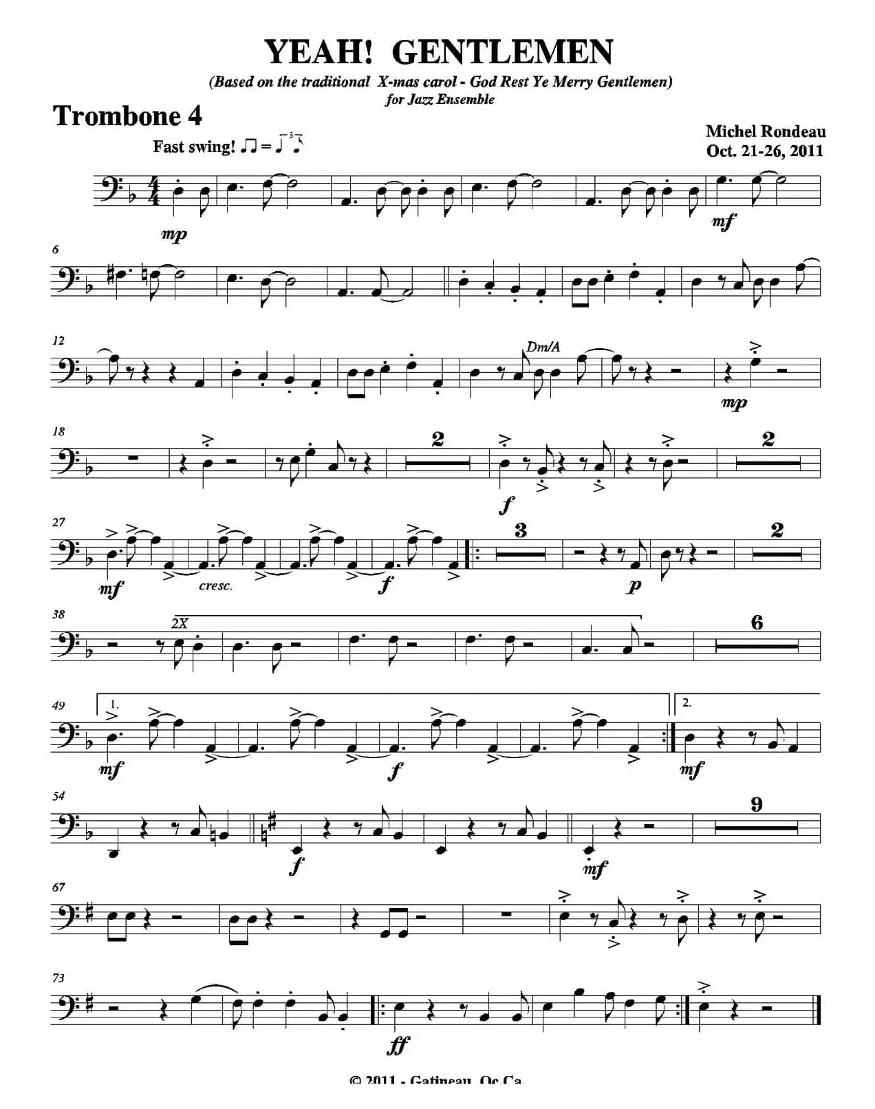 YEAH! GENTLEMEN（第四长号分谱）