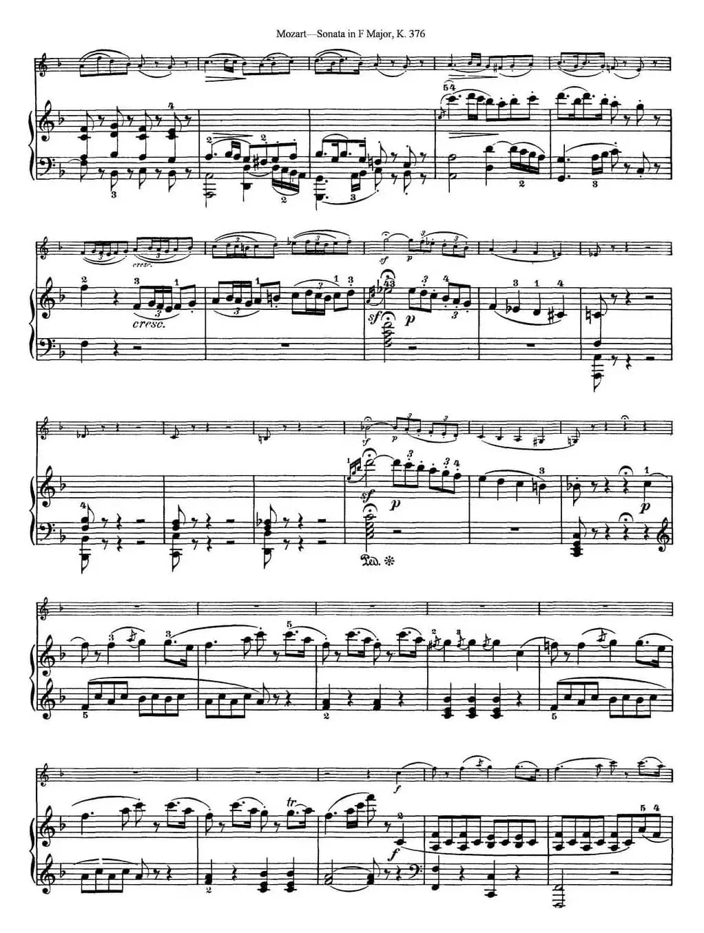 Violin Sonata in F Major K.376（小提琴+钢琴伴奏）