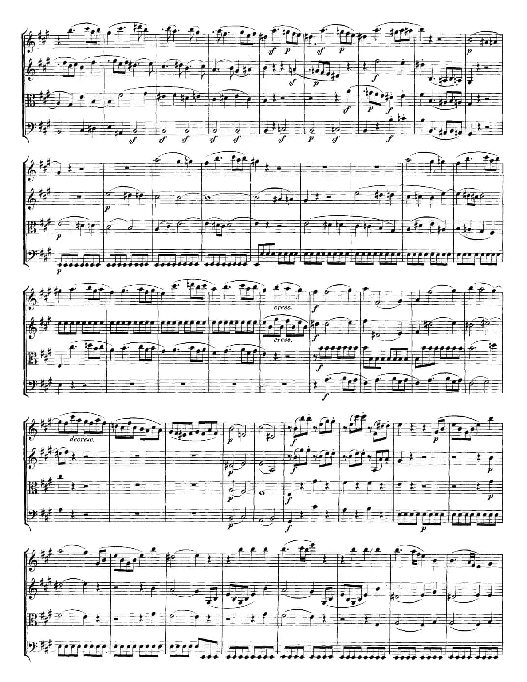 Mozart《Quartet No.18 in A Major,K.464》（总谱）