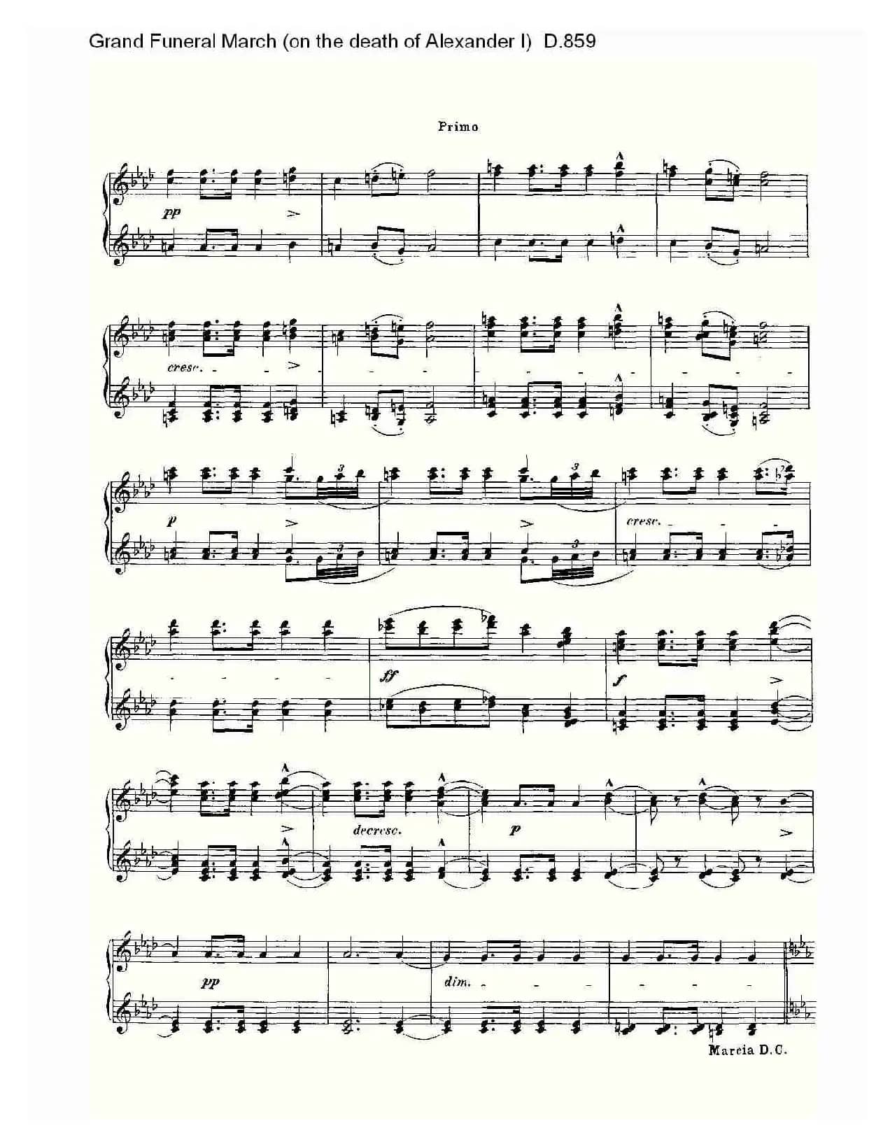 豪华葬礼进行曲（为亚历山大一世的逝世而作)D.85）