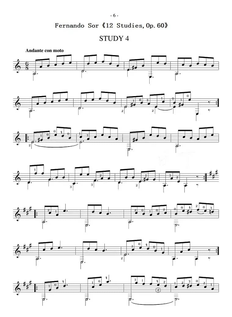 Fernando Sor《12 Studies,Op.60》（STUDY 4）