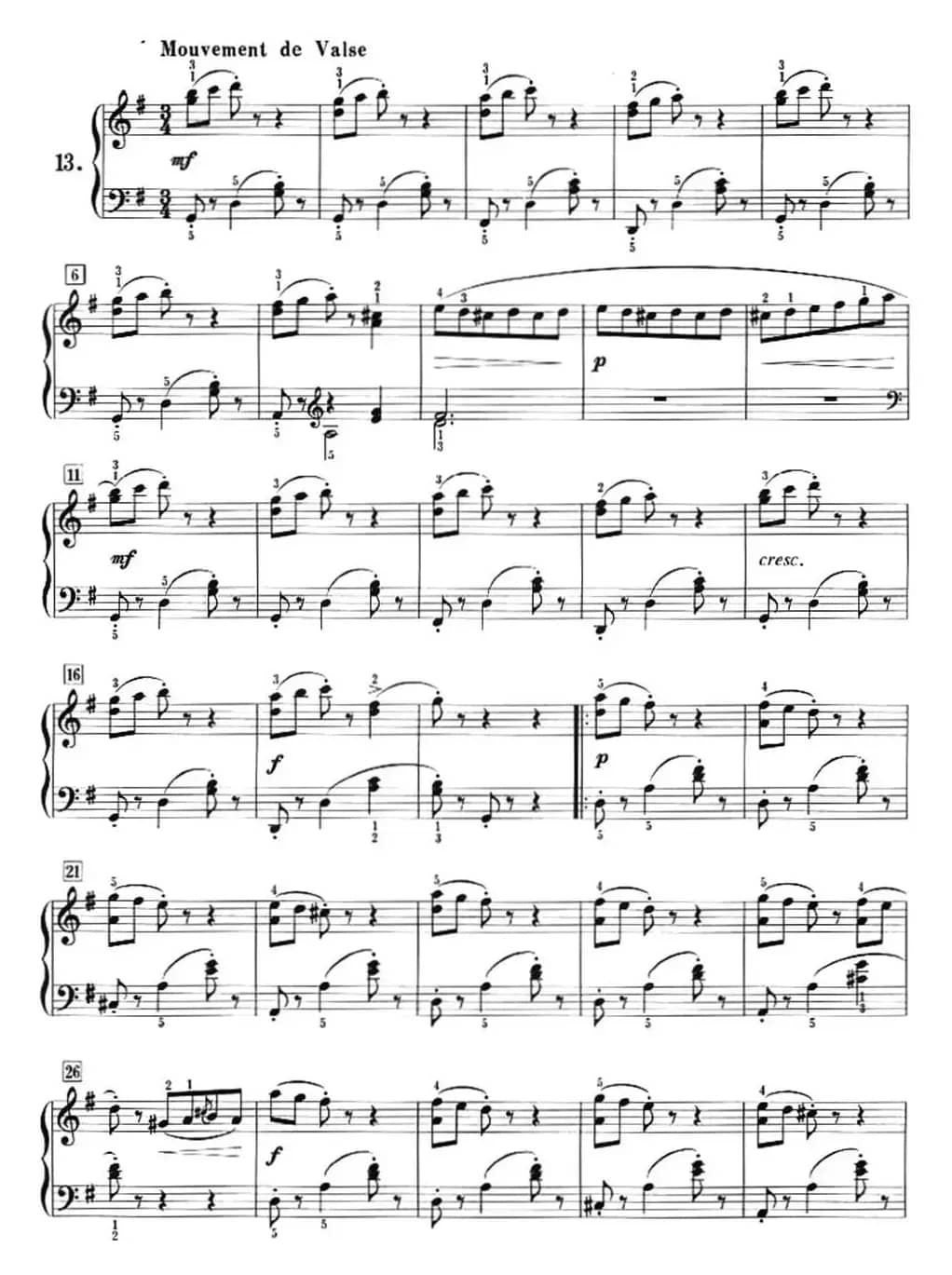 50首莱蒙钢琴练习曲 作品37（NO.13）