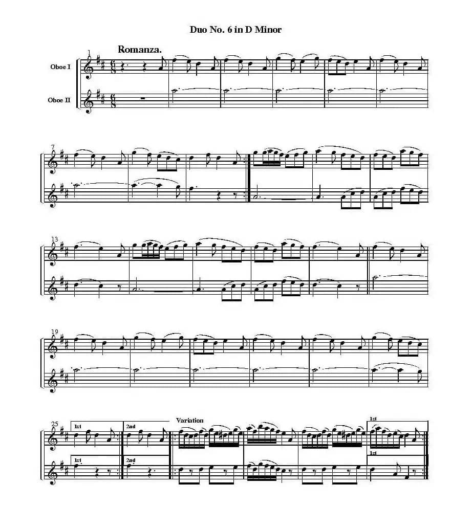 Duo No.6 in d Minor（双簧管二重奏）