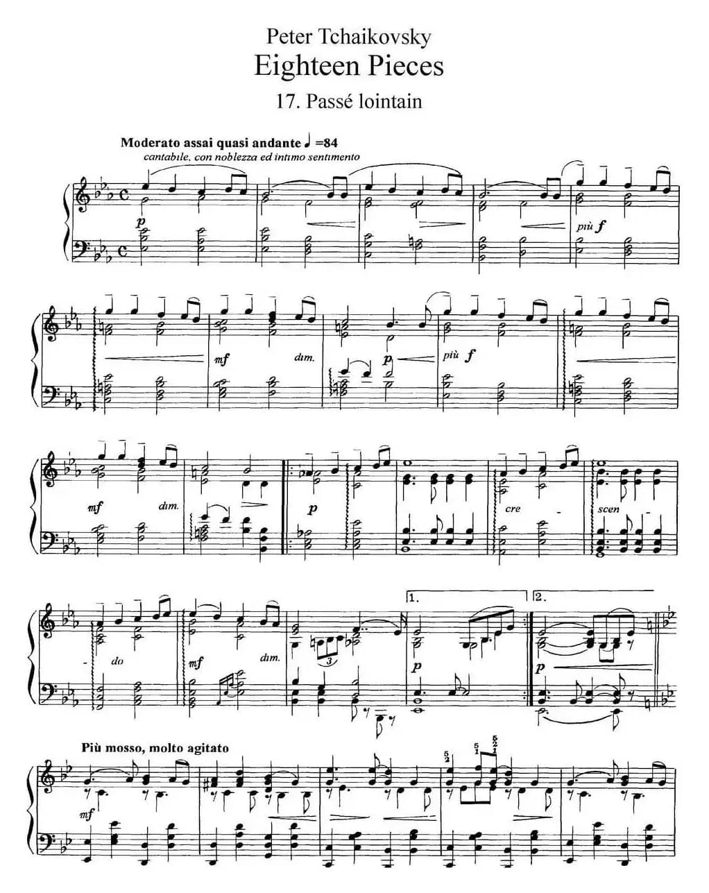 柴可夫斯基18首钢琴小品Op.72（17.Passe lointain）