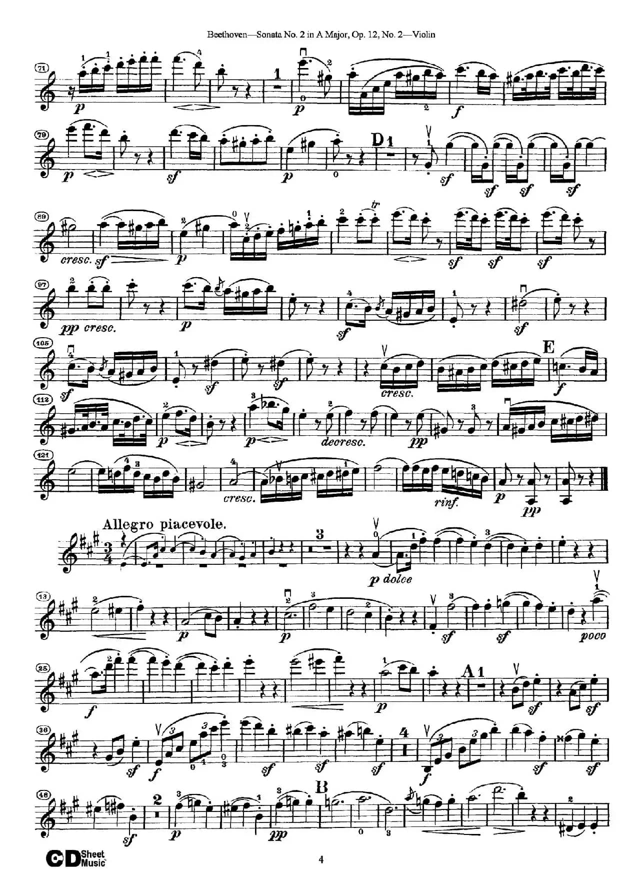 A大调第二小提琴奏鸣曲（Sonata No.2 in A Major Op.12,No.2）