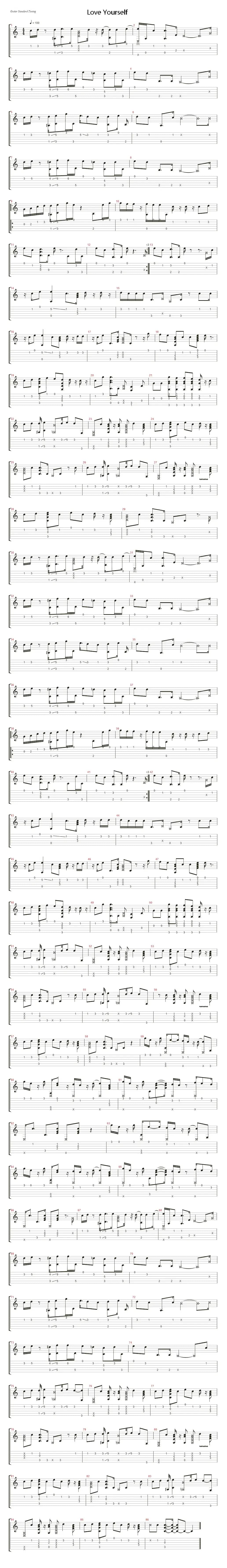 Love Yourself（指弹谱）
