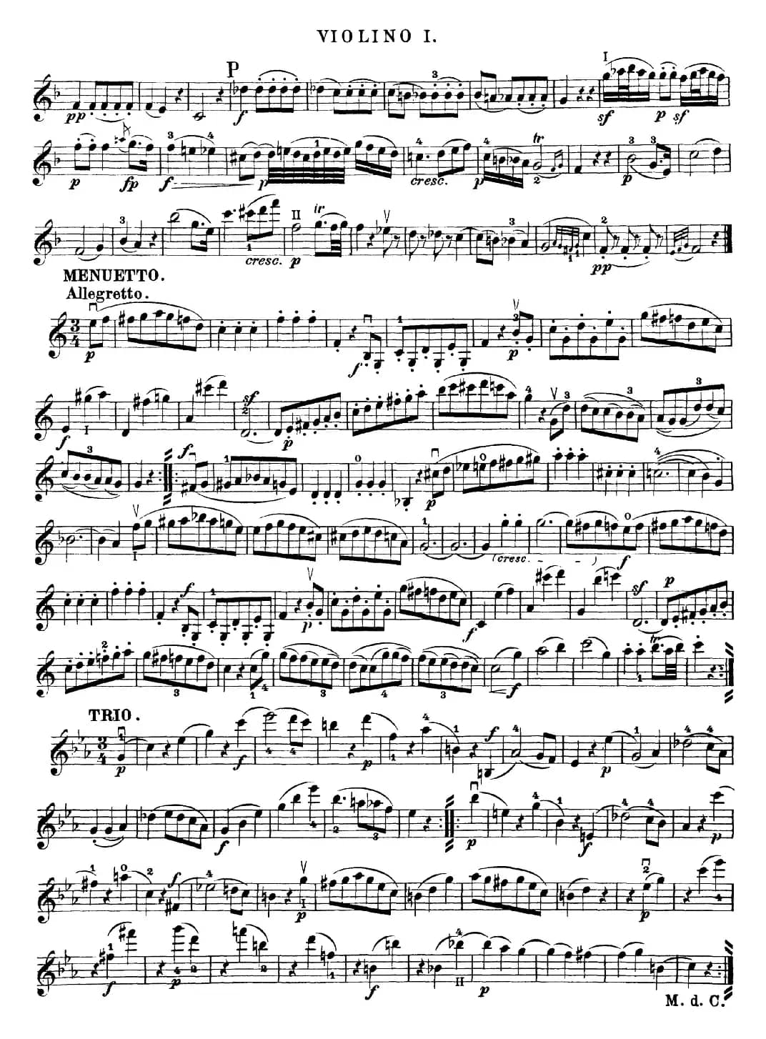 Mozart《Quartet No.19 in C Major,K.465》（Violin 1分谱）