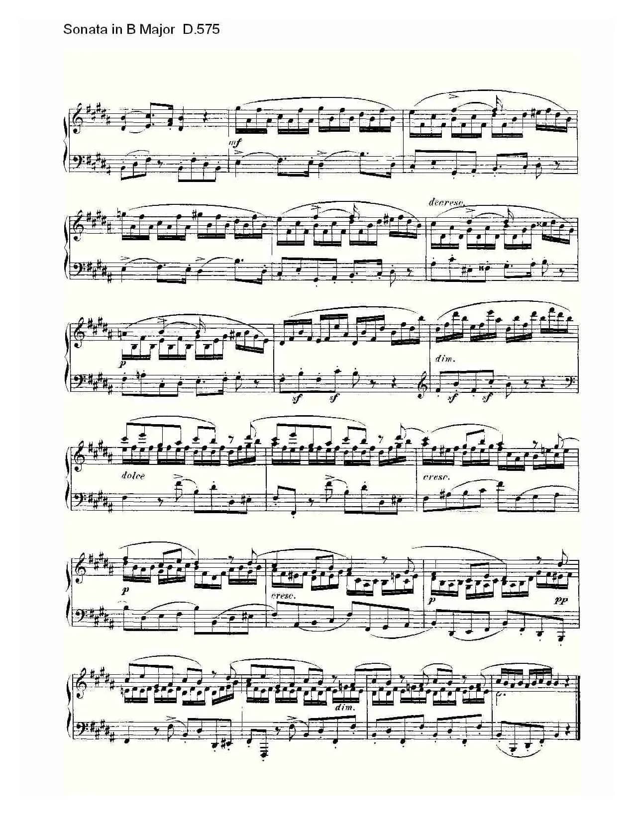 Sonata in B Major D.575（B大调奏鸣曲 D.575）