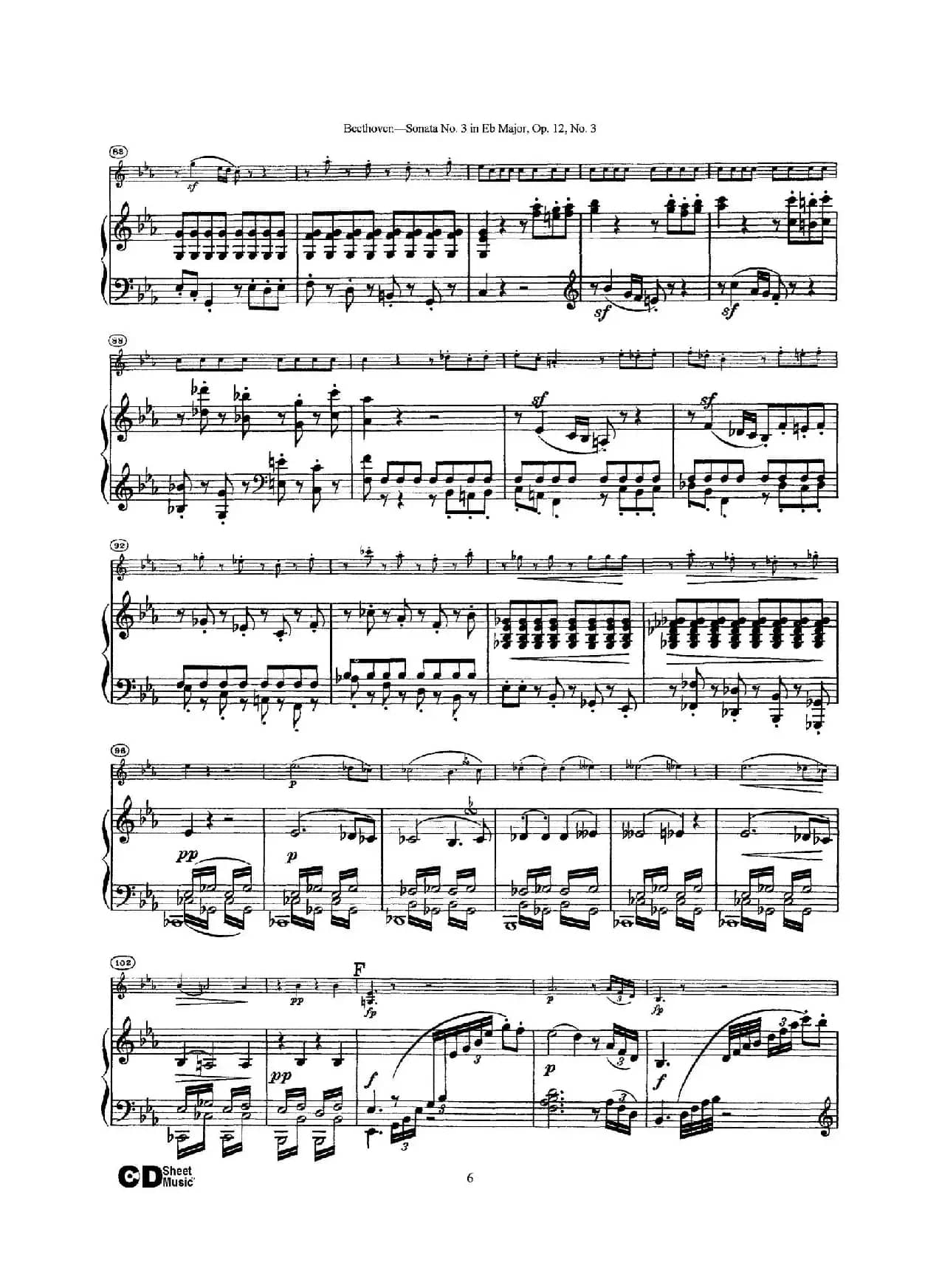 降E大调第三小提琴奏鸣曲（Sonata No.3 in Eb Major Op.12,No.3）（小提琴+钢琴伴奏）