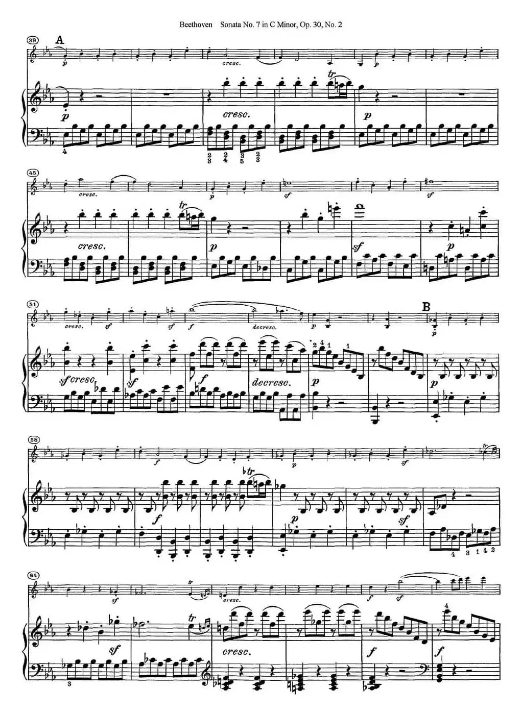 Violin Sonata No.7 in C Minor Op.30 No.2（小提琴+钢琴伴奏）