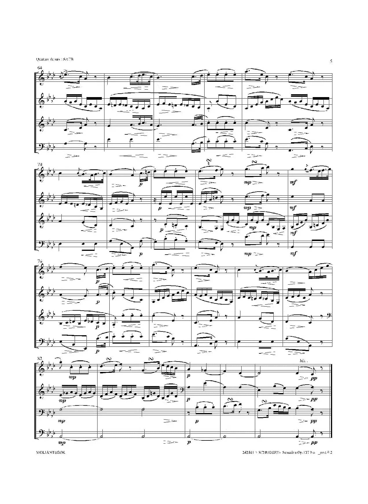 Sonatine Op.137 No 1（四重奏总谱）