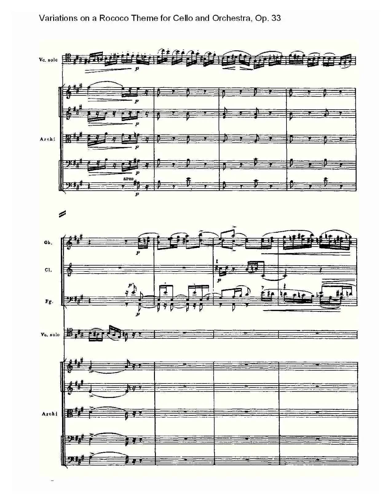 大提琴与管弦乐洛可可主题a小调变奏曲, Op.33（一）