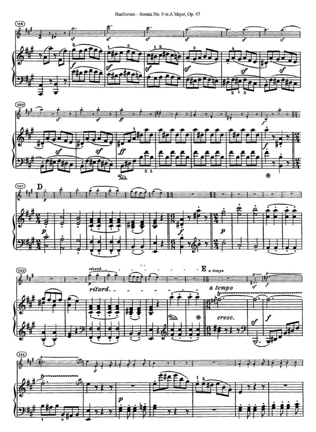 Violin Sonata No.9 in A Major Op.47（小提琴+钢琴伴奏）