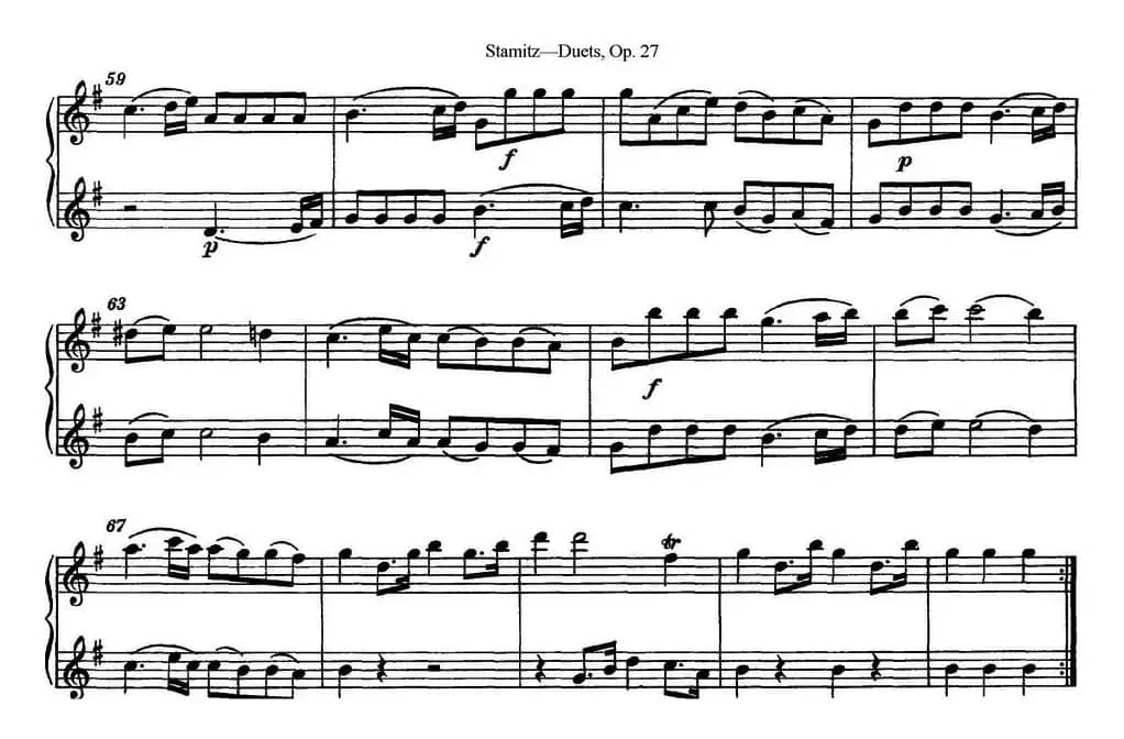 斯塔米茨二重奏长笛练习曲Op.27（No.1）