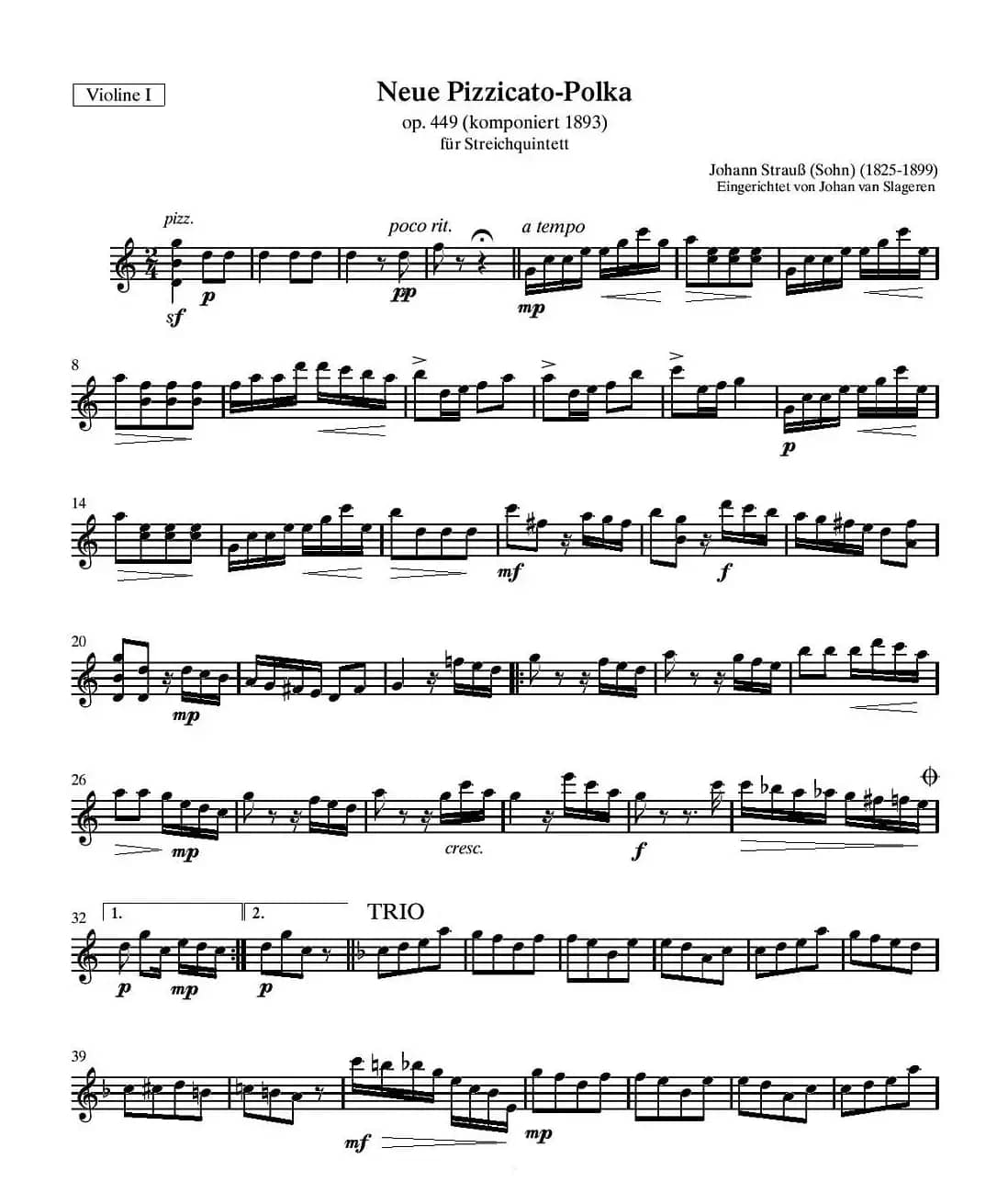 新拨弦波尔卡（弦乐四重奏分谱）