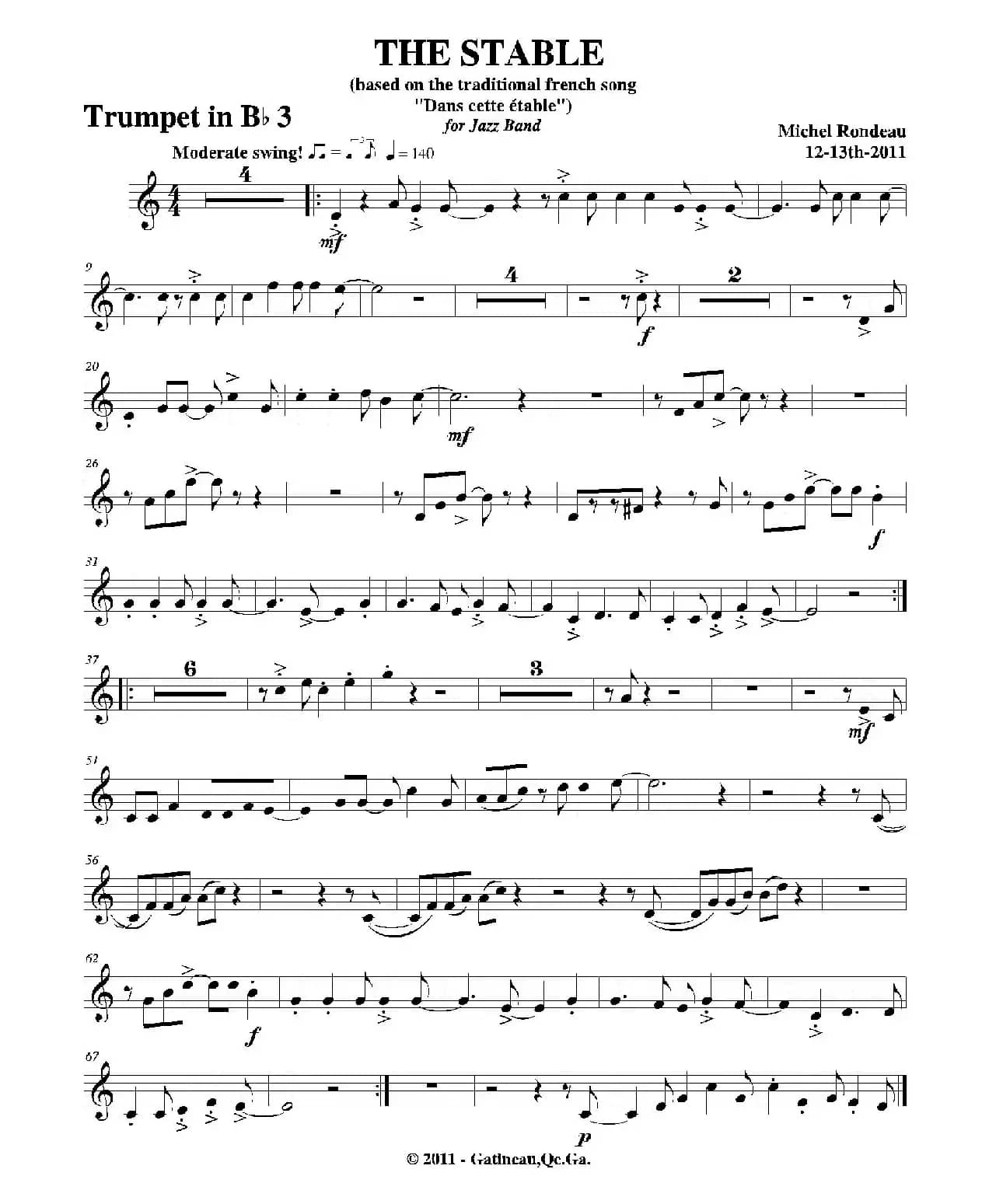 THE STABLE（第三降B小号分谱）