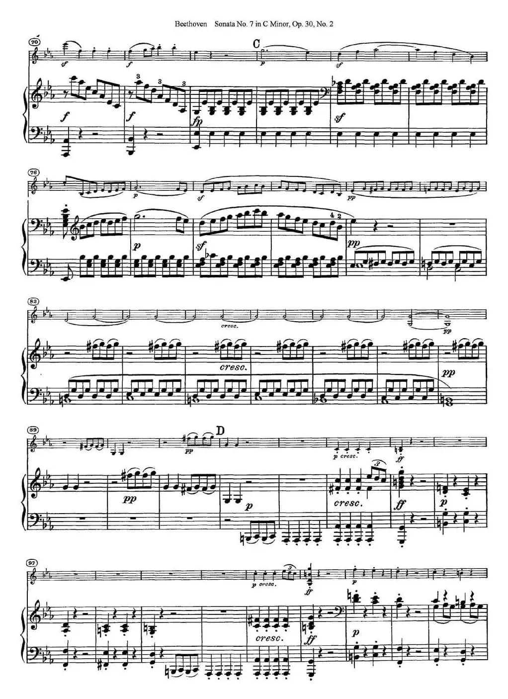 Violin Sonata No.7 in C Minor Op.30 No.2（小提琴+钢琴伴奏）