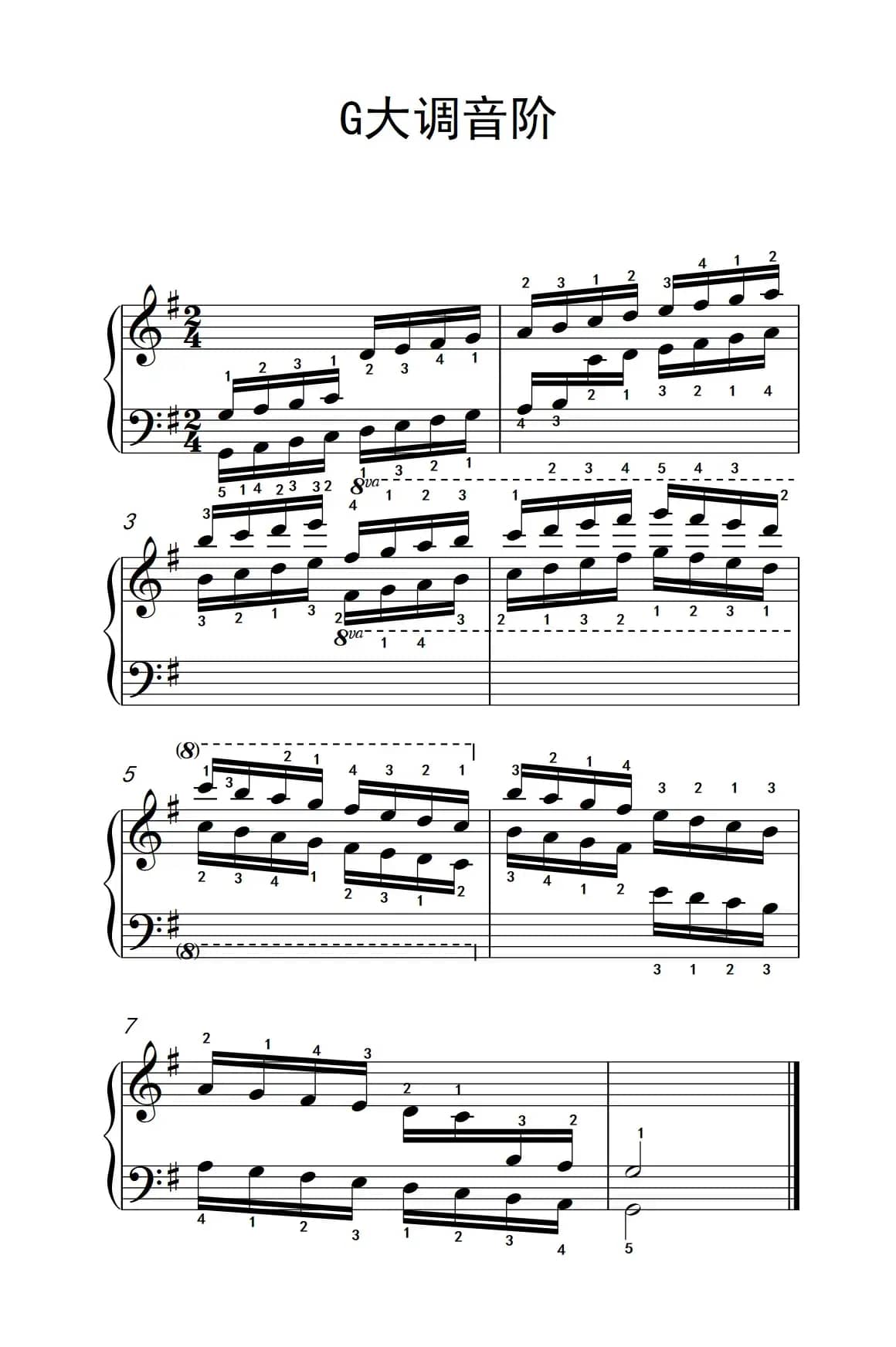 第六级 3.G大调音阶（中央音乐学院 钢琴（业余）考级教程 4-6级）