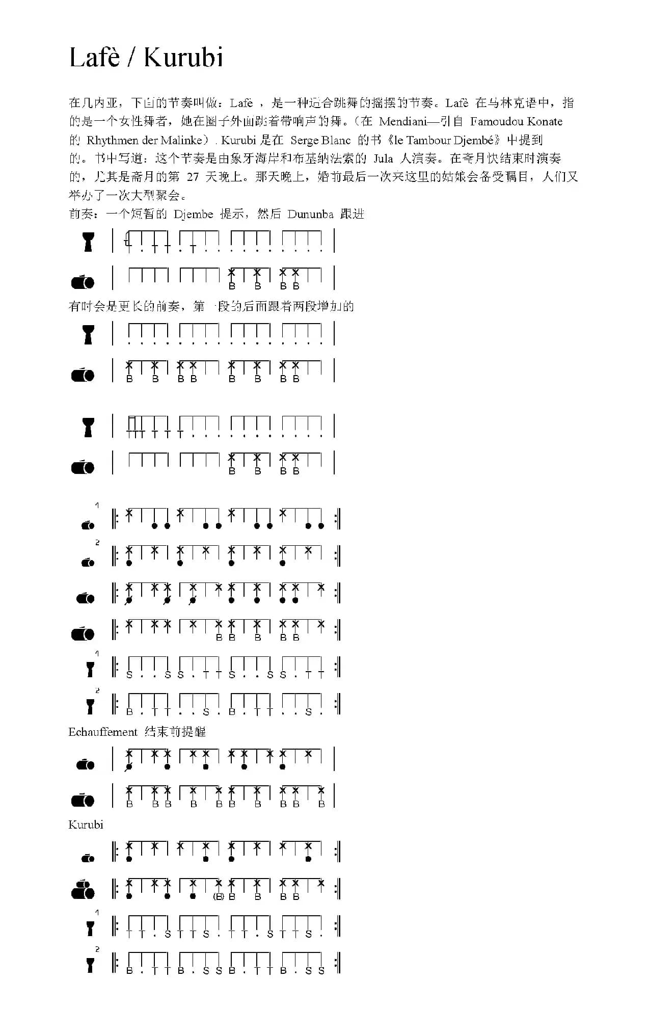 Lafè / Kurubi（非洲手鼓谱）