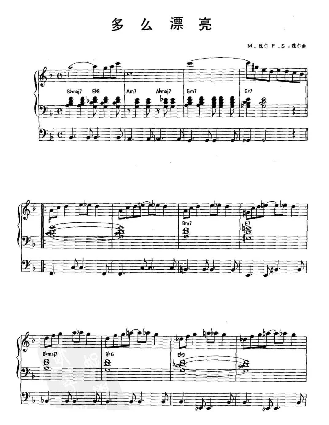 多么漂亮（双排键电子琴）