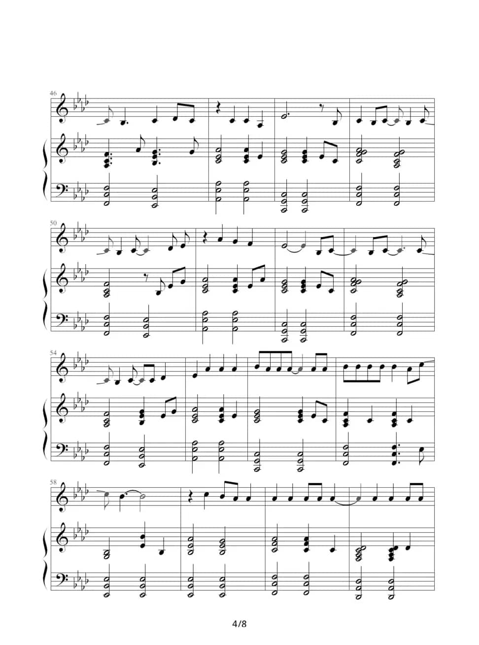 because of you（韩剧《冬季恋歌》插曲）（钢琴伴奏谱）