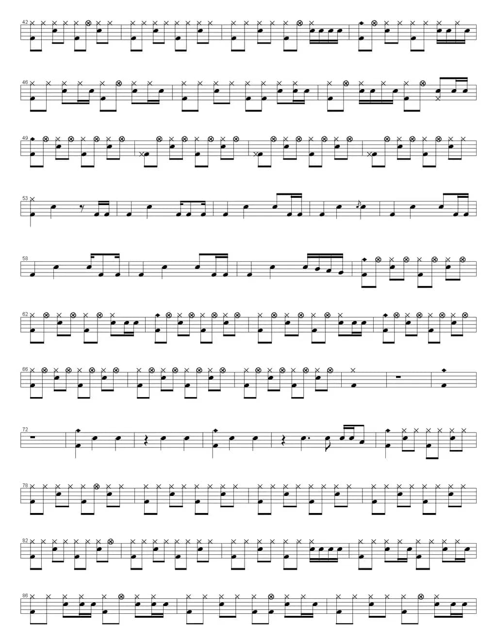 爵士鼓谱：Eagles - Life in the fast lane